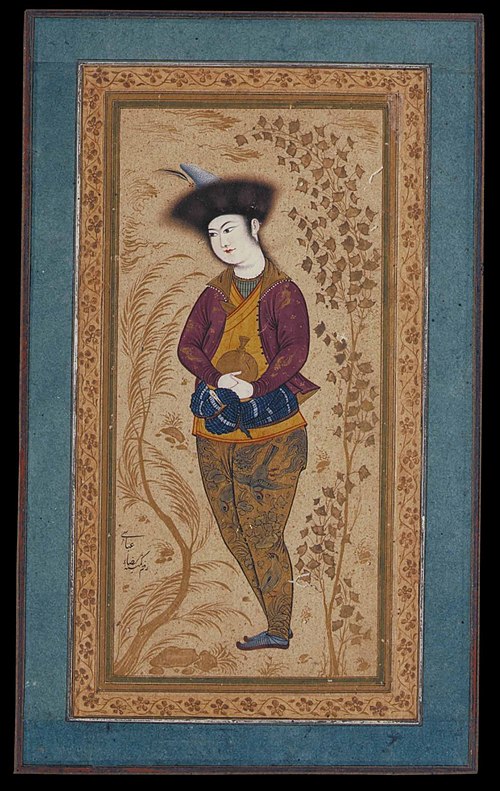 Young man in a fur hat (CBL Per 260.2), 1612, Reza Abbasi