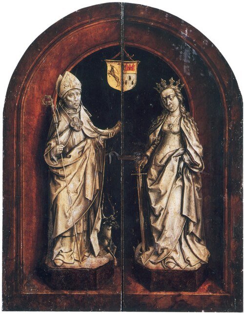 Saint Hubertus (left) and Saint Catharine (right), 1514, Albert Bouts