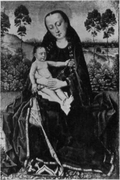 Maria met kind zittend ten voeten uit voor een landschap, 1507, Albert Bouts