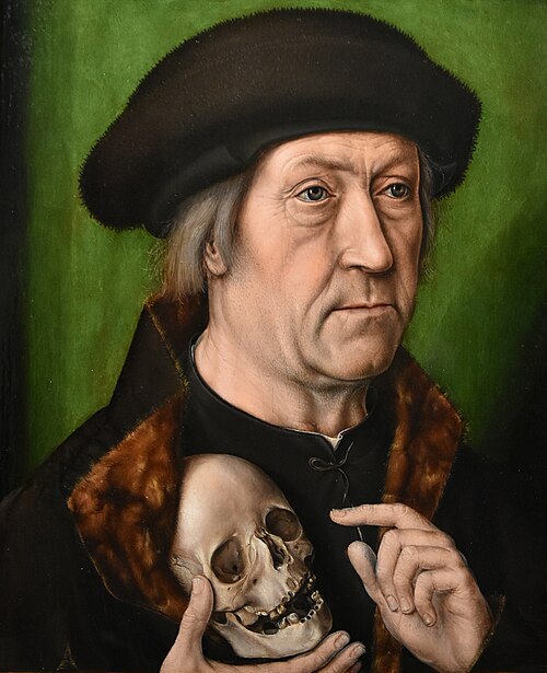 Selfportrait with Skull, 1550, Albert Bouts