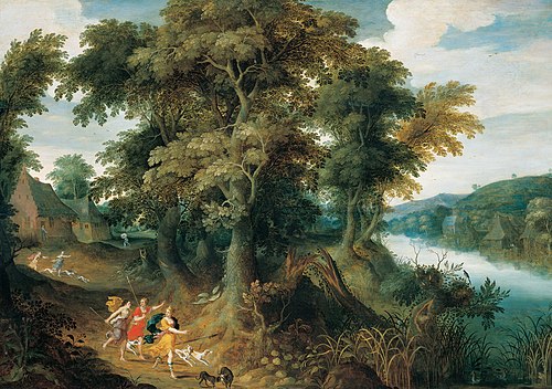 Diana and her nymphs hunting, 1616, Jasper van der Lanen