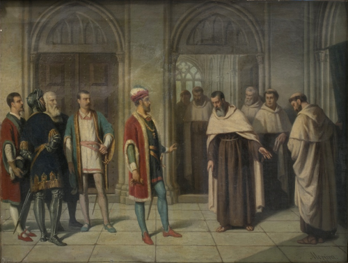 D. João I visita Nun'Álvares Pereira no Convento do Carmo em 1425, 1883, Caetano Costa Lima