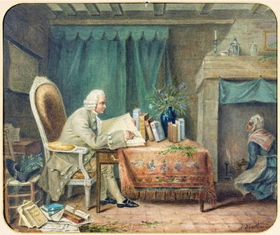 Jean-Jacques Rousseau travaillant à son herbier, 1840, Anne-Nicole Voullemier
