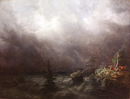 View of floodings in Vallis in 1834, 1839, Charles Louis Guigon