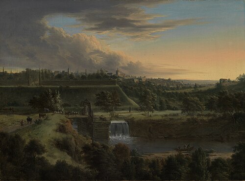 Landschaft mit einer befestigten Stadt, 1751, Johann Christian Vollerdt