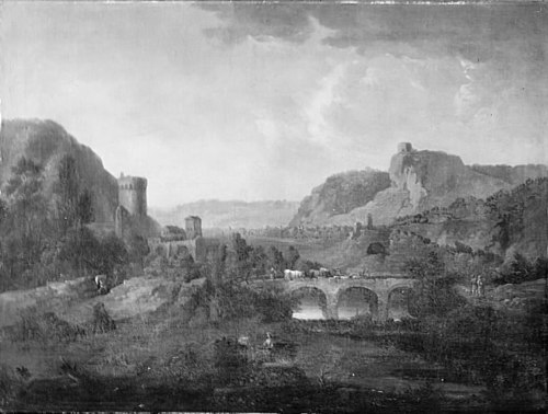Mountain Scenery with a River and a Bridge, 1735, Johann Christian Vollerdt