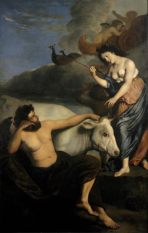Jupiter, shrouded in a cloud, woos Io, daughter of Inachus; Jupiter changes Io into a cow (Ovid, Met, 1655, Johannes Jansz Bronckhorst