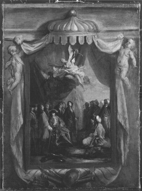 Kurfürst Max Emanuel empfängt die türkische Gesandtschaft (Ölskizze), 1713, Jacopo Amigoni