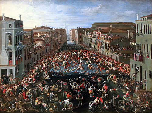 Competition on the Ponte dei Pugni in Venice, 1673, Joseph Heintz der Jüngere