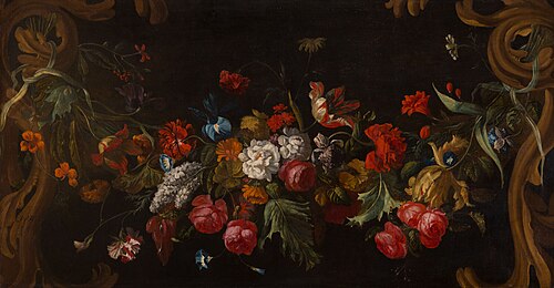 Bovendeurstuk met een bloemguirlande, 1687, Justus van Huysum