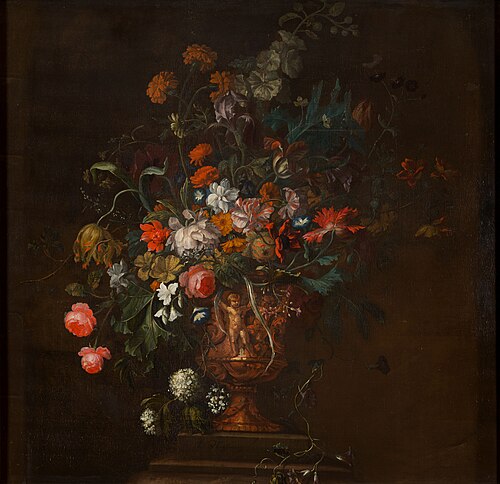 Schoorsteenstuk met een bloemstilleven, 1687, Justus van Huysum