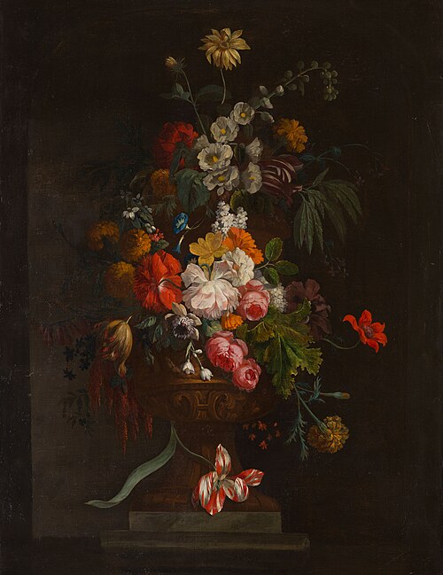 Bovendeurstuk met een bloemstilleven, 1687, Justus van Huysum