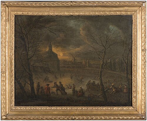 Moonlit landscape in winter, 1704, Justus van Huysum