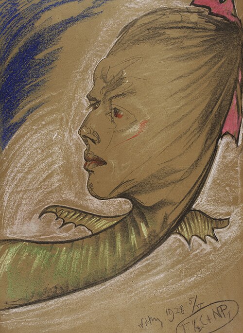 Michał Choromański on a long neck, 1928, Stanisław Ignacy Witkiewicz