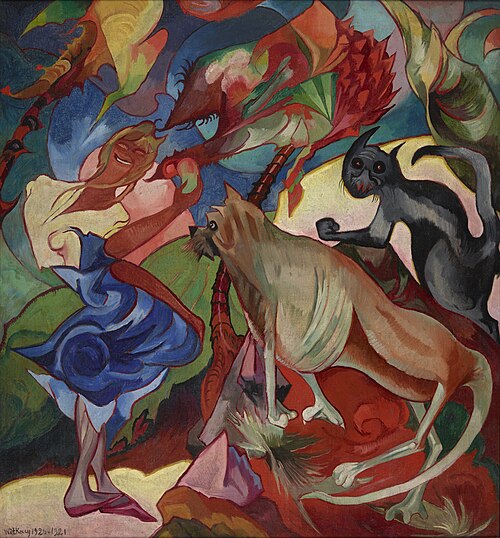 Marysia with the dog Burek on Ceylon, 1920, Stanisław Ignacy Witkiewicz