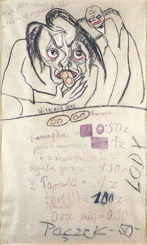 Price list "this is how the others eat, and this is how the people watch them", 1926, Stanisław Ignacy Witkiewicz