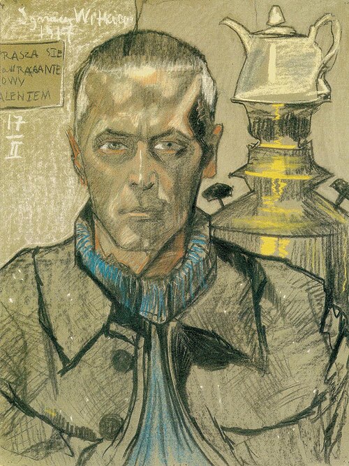 Self-portrait with samovar, 1917, Stanisław Ignacy Witkiewicz