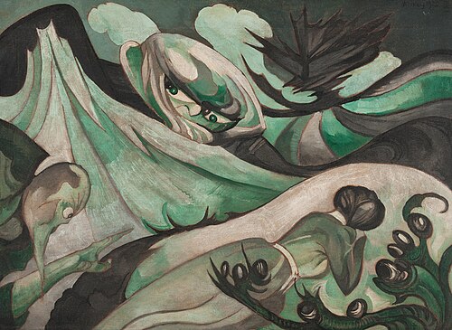 Composition with a sleeping woman and a monster (Suicide), 1920, Stanisław Ignacy Witkiewicz