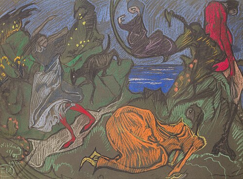 Composition with figures running around, 1922, Stanisław Ignacy Witkiewicz