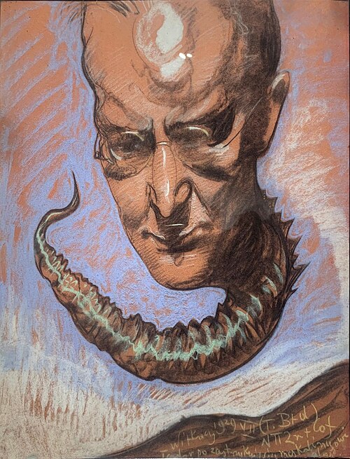 Portrait of Teodor Białynicki-Birula, with tail flying, 1929, Stanisław Ignacy Witkiewicz