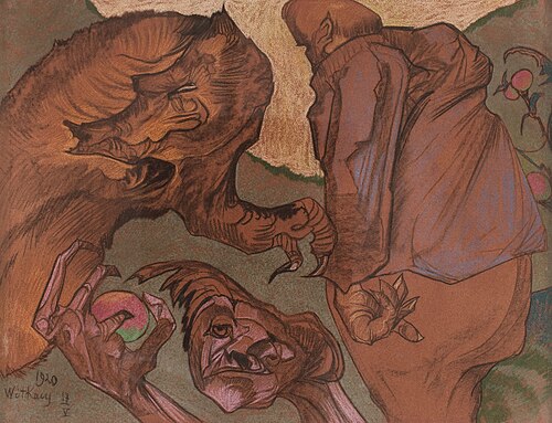 Fantastic composition with a boar, 1920, Stanisław Ignacy Witkiewicz