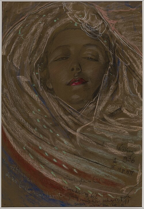 Asymmetric Lady - Portrait of Eugenia Wyszomirska-Kuźnicka - Return from the ball, 1936, Stanisław Ignacy Witkiewicz