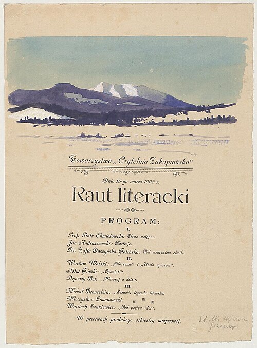 Vignette on the "Literary Raut" program: View of Tatras, 1902, Stanisław Ignacy Witkiewicz