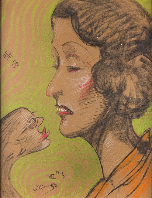 Portrait of Krystyna Ejbol + monster adorator, 1931, Stanisław Ignacy Witkiewicz