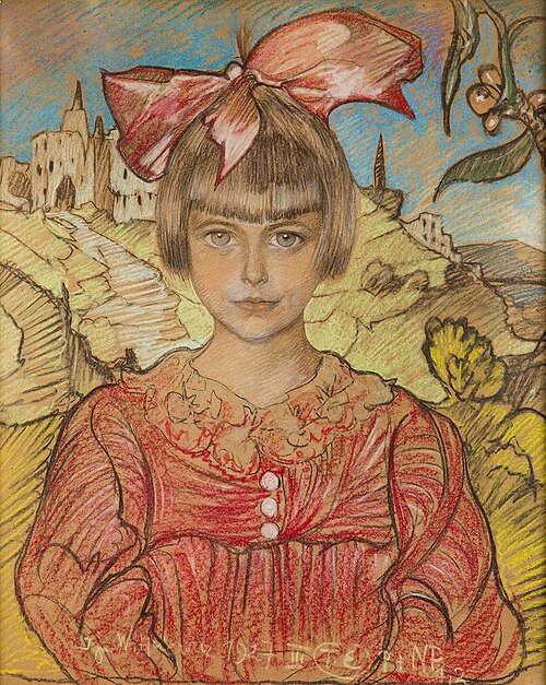 Portrait of a girl with landscape background, 1927, Stanisław Ignacy Witkiewicz