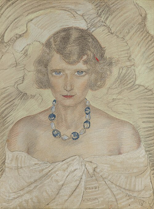 Portrait of a woman with blue necklace, 1930, Stanisław Ignacy Witkiewicz