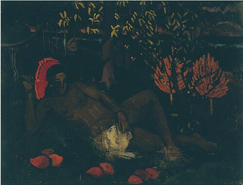 Copy of Paula Gauguin painting "Te Arii Vahine", 1908, Stanisław Ignacy Witkiewicz