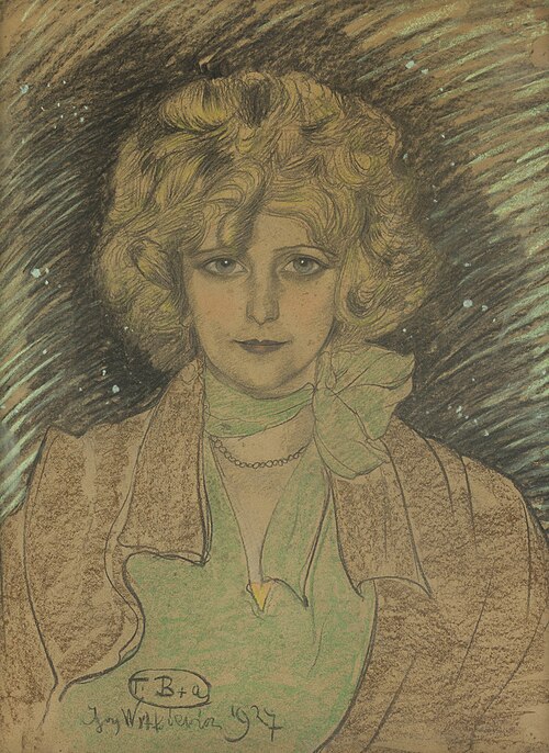 Portrait of Olga Wojakowa with a ribbon, 1927, Stanisław Ignacy Witkiewicz
