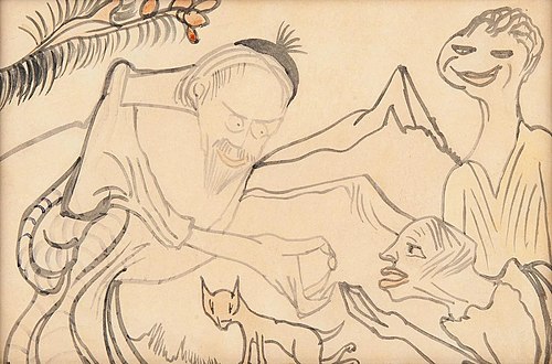 Goldmann Baruch Teerbroom gives Nina a pill, 1922, Stanisław Ignacy Witkiewicz
