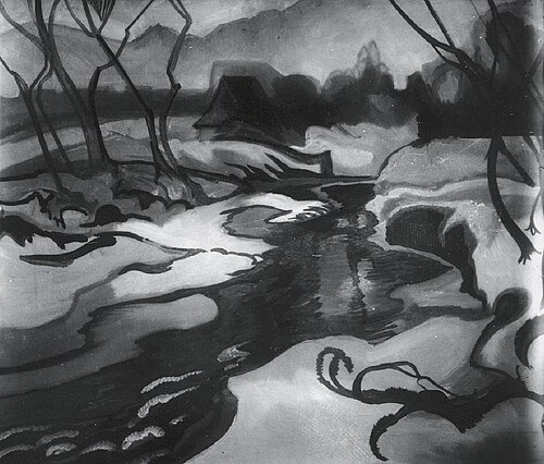 Winter landscape with a stream, 1913, Stanisław Ignacy Witkiewicz