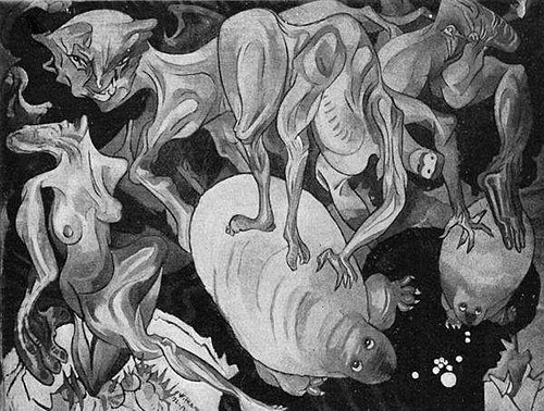 Composition with monsters and nude, 1921, Stanisław Ignacy Witkiewicz