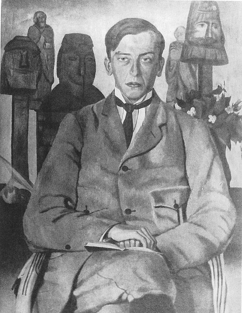 Portrait of Tadeusz Nalepinski, with sculptures, 1912, Stanisław Ignacy Witkiewicz