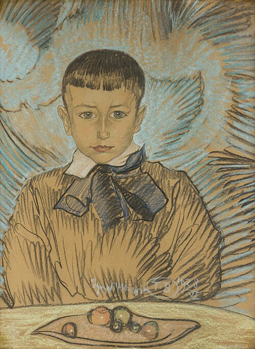 Portrait of Włodzimierz Wojak by the table with fruit, 1928, Stanisław Ignacy Witkiewicz