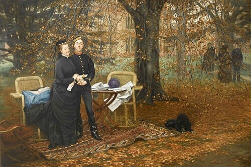 L'Impératrice Eugénie et le Prince impérial dans le parc de Camden Place, , James Tissot