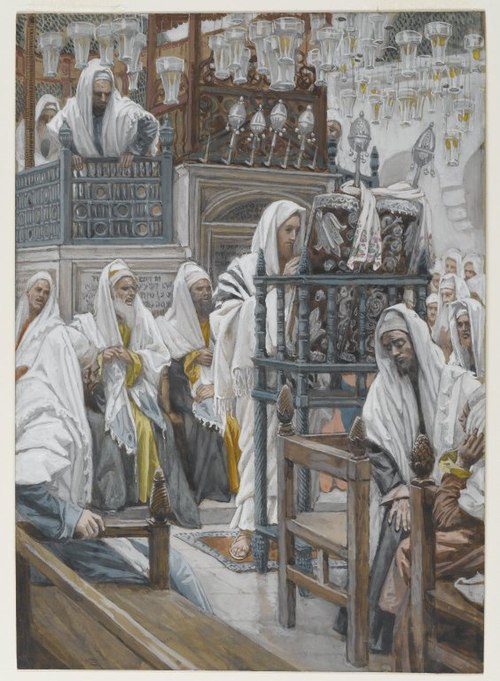 Jésus dans la synagogue déroule le livre, 1890, James Tissot