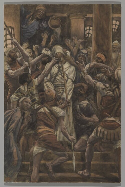 Les mauvais traitements chez Caïphe, 1890, James Tissot