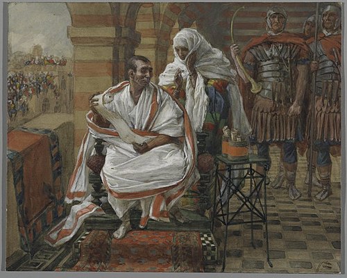 The Message of Pilate's Wife.  Pilate, 1890, James Tissot