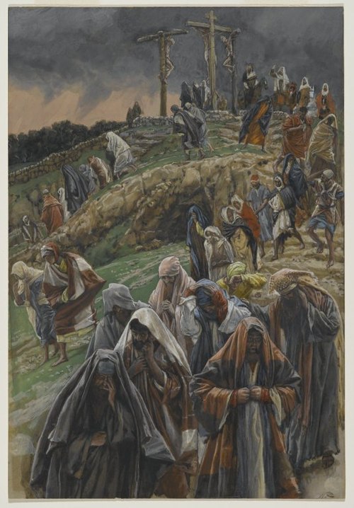 La foule quitte le calvaire en se frappant la poitrine, 1890, James Tissot
