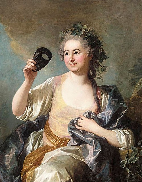 Portrait de Françoise Randon de Malboissière, née Picquefeu, en Thalie, muse de la comédie, 1765, Louis-Michel van Loo