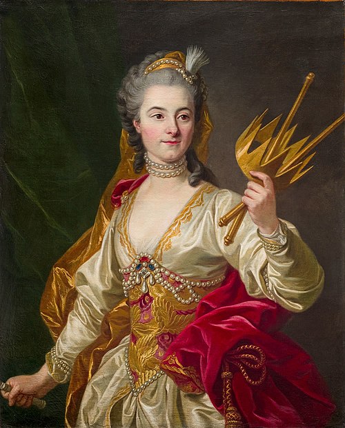Portrait de Geneviève de Malboissière, en Melpomène, muse de la tragédie, 1765, Louis-Michel van Loo
