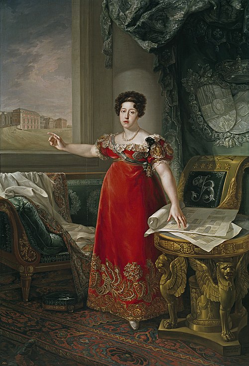 Maria Isabel of Braganza Queen of Spain as Founder of the Museo del Prado, 1829, Bernardo López Piquer