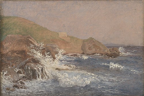 Mer agitée sur une côte rocheuse, Capri, 1839, Christen Købke
