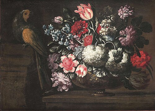 Vase of Flowers with Budgerigar, , Gabriel de la Corte