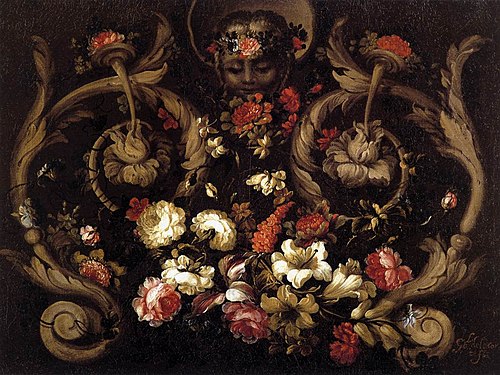 Sculpted Grotesques with Flowers, 1670, Gabriel de la Corte