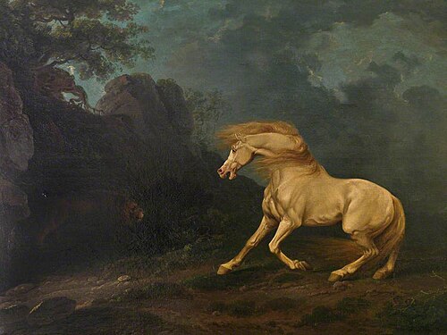 A Stallion Surprised by a Lion, , George Stubbs