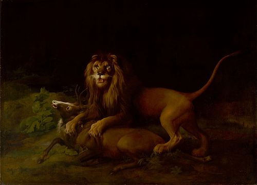 A Lion Attacking a Stag, 1765, George Stubbs